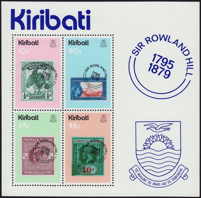 (№1979-6) Блок марок Кирибати 1979 год &quot;Составитель копеечку&quot;, Гашеный